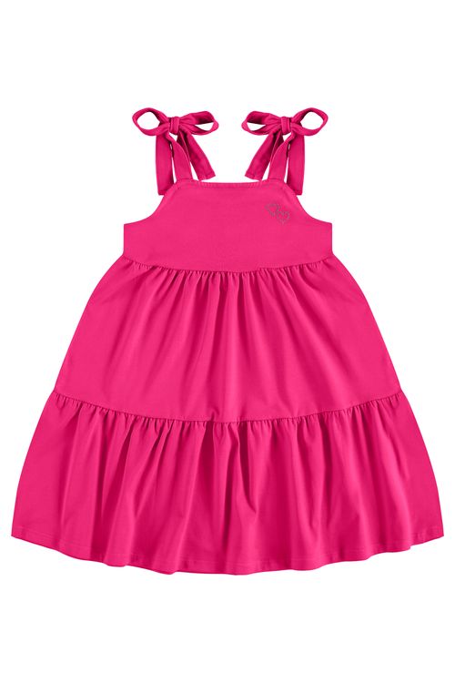 Vestido Infantil de Alças em Cotton (Rosa Pink) Guloseima