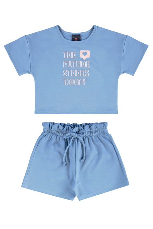 Conjunto Infantil para Menina em Molecotton (Azul) Guloseima