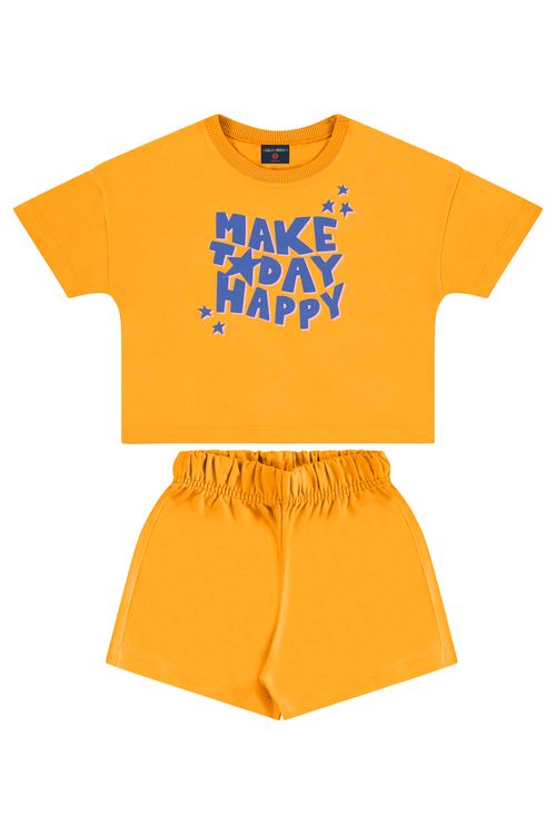 Conjunto Infantil para Menina em Moletinho (Amarelo) Guloseima