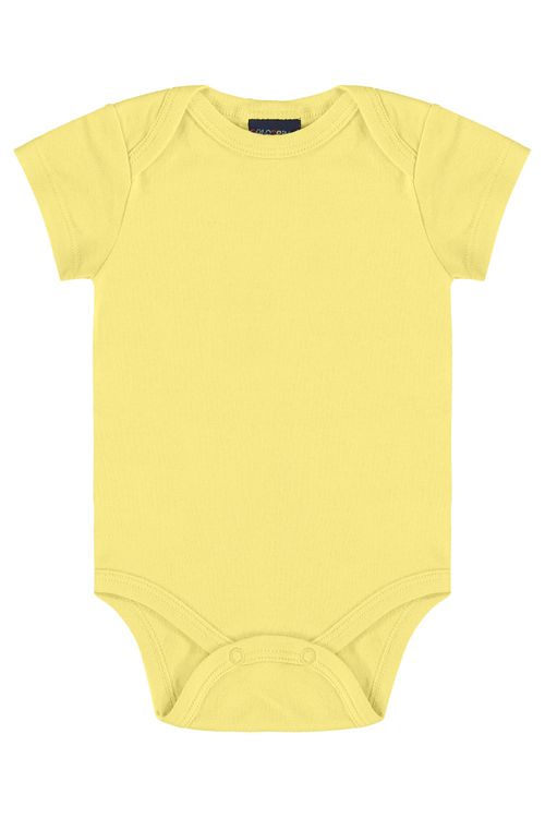 Body Manga Curta Básico Unissex para Bebê (Amarelo Claro) Guloseima