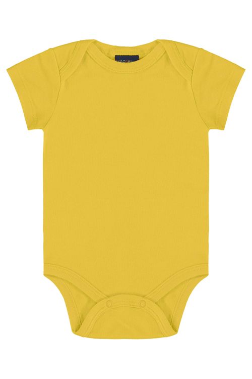 Body Manga Curta Básico Unissex para Bebê (Amarelo) Guloseima
