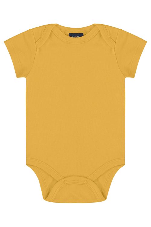 Body Manga Curta Básico Unissex para Bebê (Amarelo) Guloseima