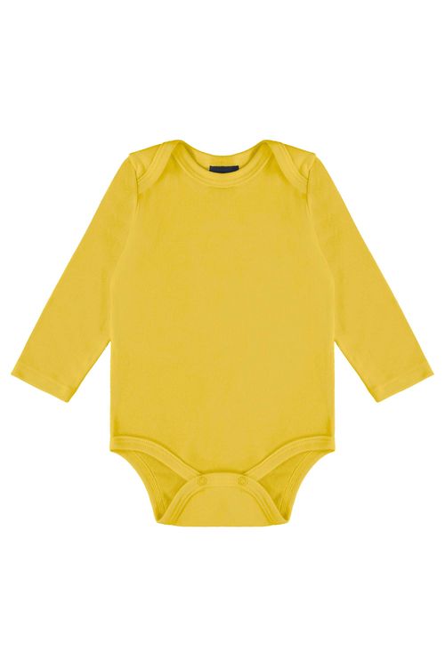 Body Manga Longa Básico Unissex para Bebê (Amarelo) Guloseima