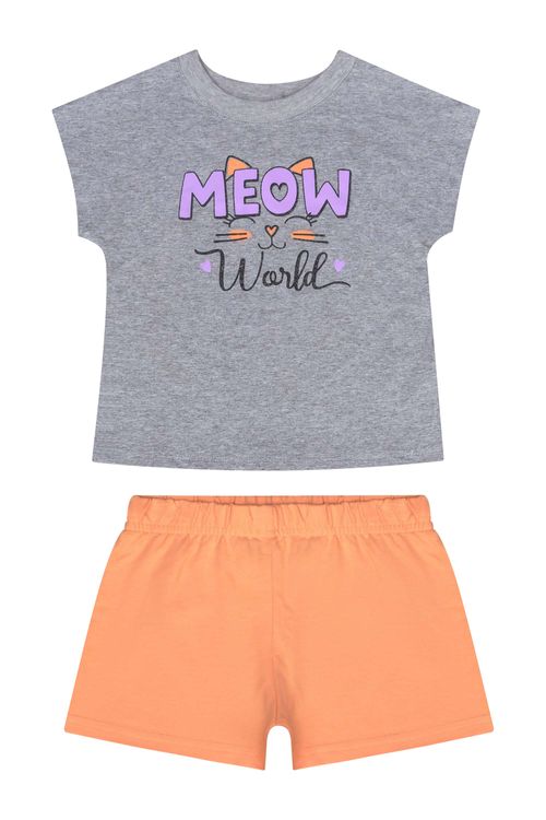 Conjunto com Blusa e Short para Menina (Cinza) Guloseima