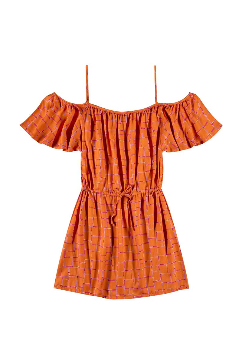 Vestido-Juvenil-em-Viscose-Sarjada--Laranja--Gloss