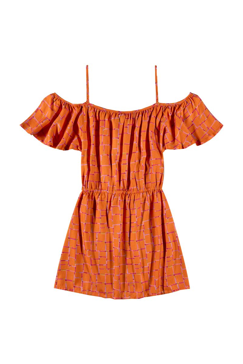 Vestido-Juvenil-em-Viscose-Sarjada--Laranja--Gloss