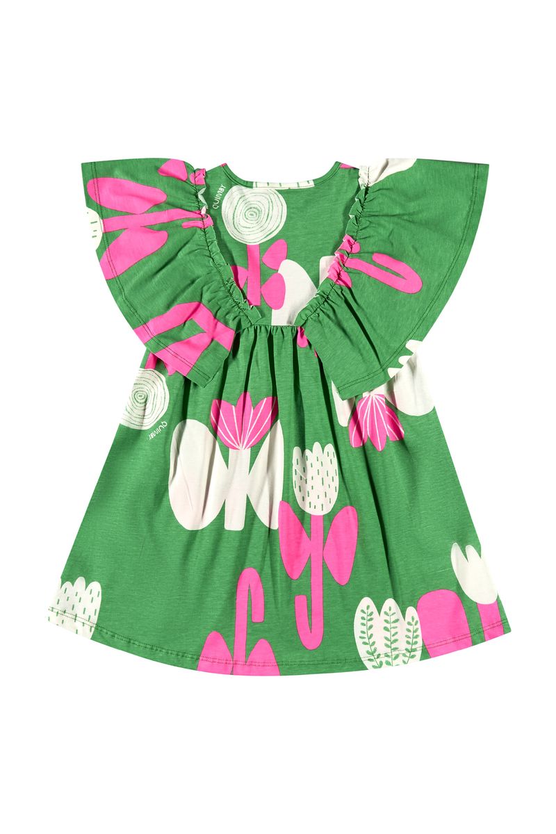Vestido-Infantil-com-Babados-para-Menina--Verde--Quimby