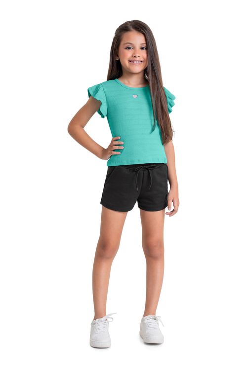 Blusa Básica Infantil para Menina (Azul) Quimby