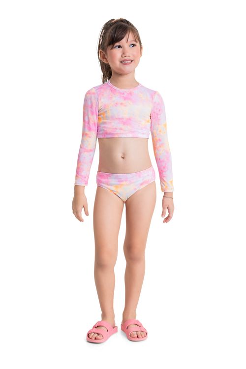 Biquíni Manga Longa para Menina com FPS +50 (Rosa) Quimby
