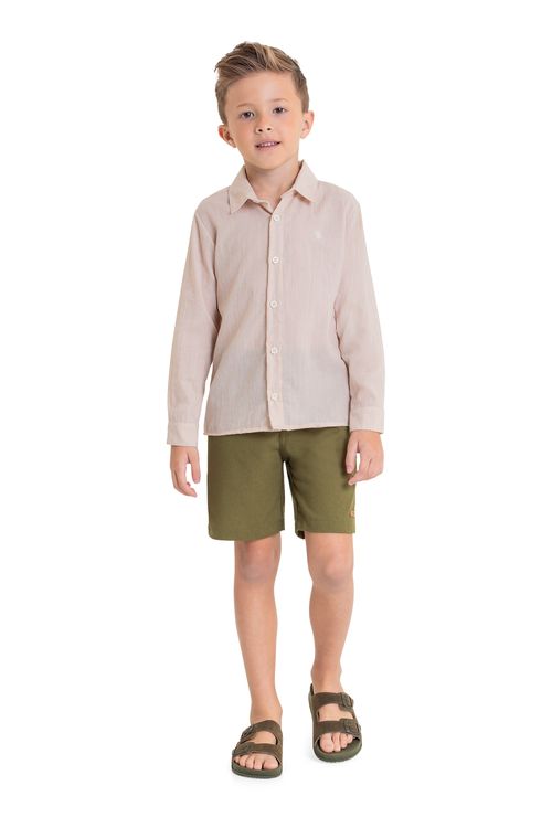 Camisa Manga Longa para Menino (Bege) Quimby