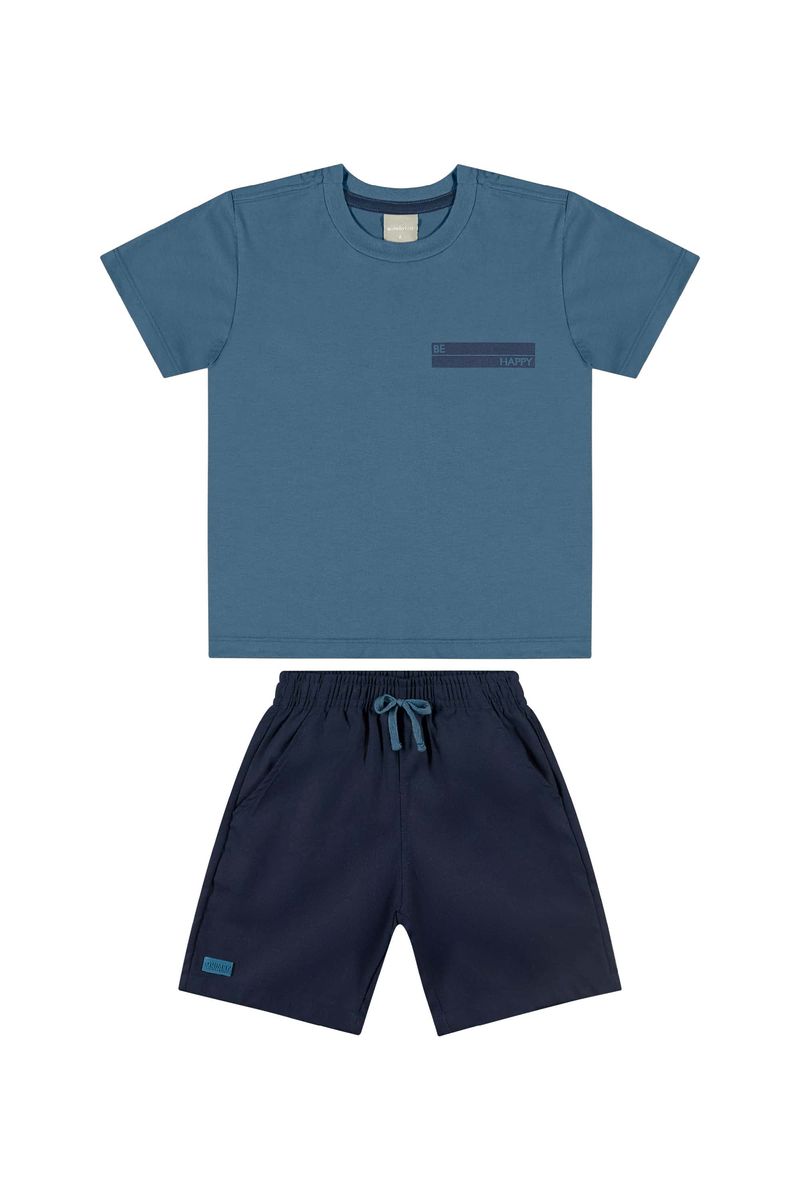 Conjunto-Infantil-com-Camiseta-e-Bermuda-para-Menino--Azul--Quimby-