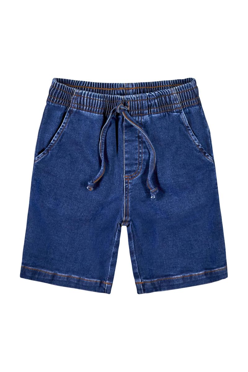 Conjunto-Infantil-com-Camiseta-e-Bermuda-Jeans-para-Menino--Branco--Quimby
