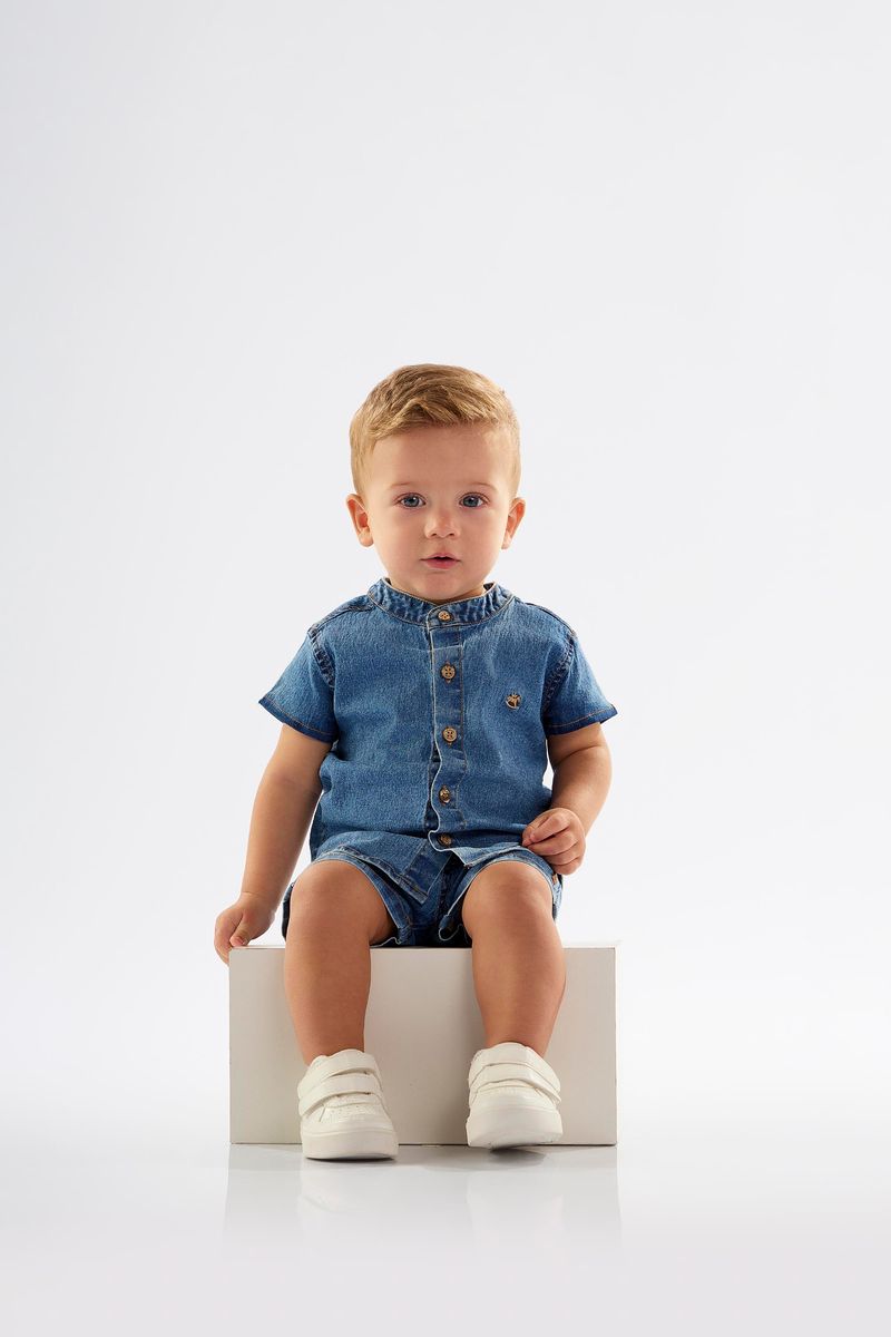 Conjunto-Infantil-com-Camisa-e-Bermuda-em-Jeans--Azul--Up-Baby