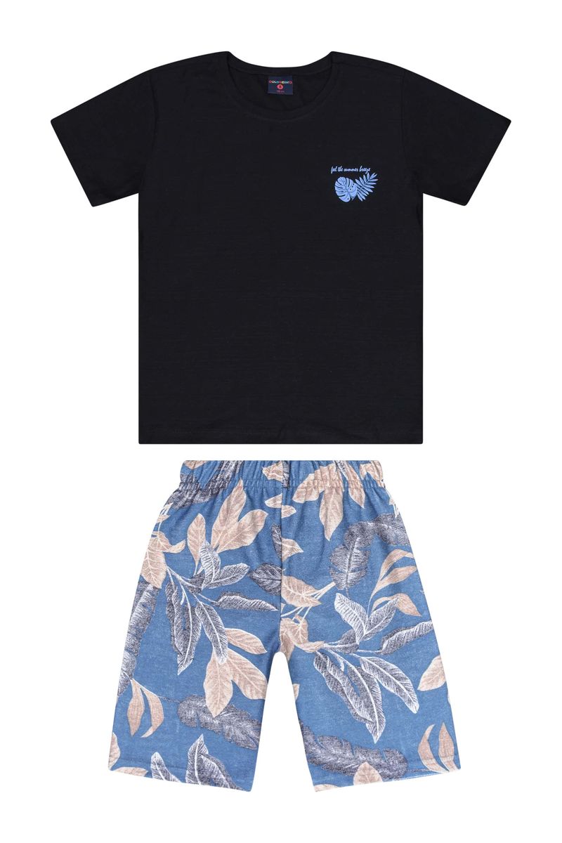 Conjunto-Infantil-para-Menino-com-Camiseta-e-Bermuda-Preto