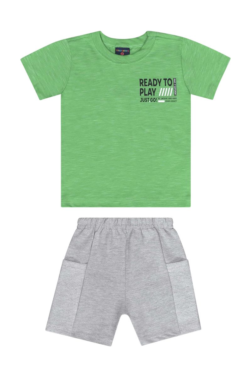 Conjunto-com-Camiseta-e-Bermuda-para-Menino-Verde