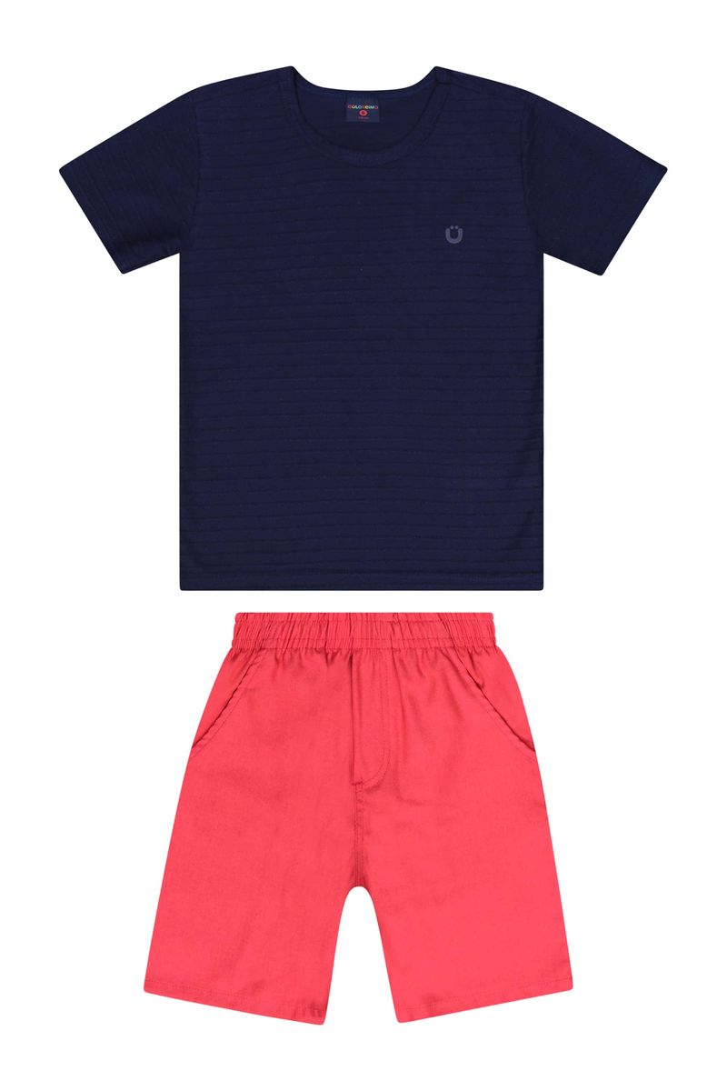 Conjunto-com-Camiseta-e-Bermuda-para-Menino--Azul-Marinho--Guloseima