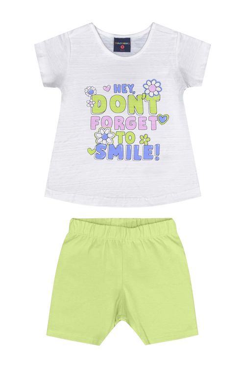 Conjunto Infantil para Menina com Blusa e Ciclista (Off White) Guloseima