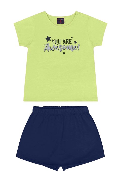 Conjunto com Blusa e Short-saia para Menina (Amarelo) Guloseima