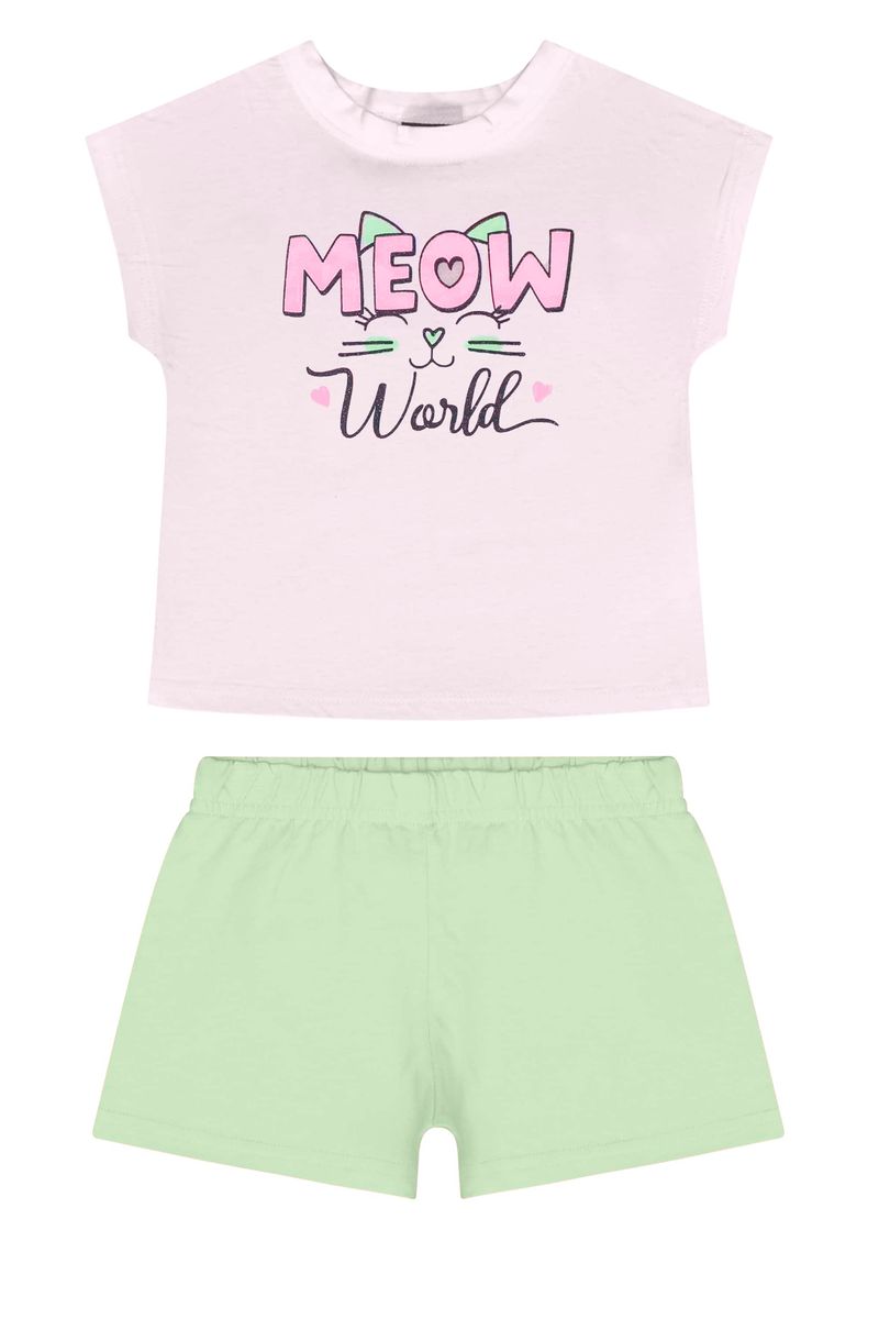 Conjunto-com-Blusa-e-Short-para-Menina-Rosa