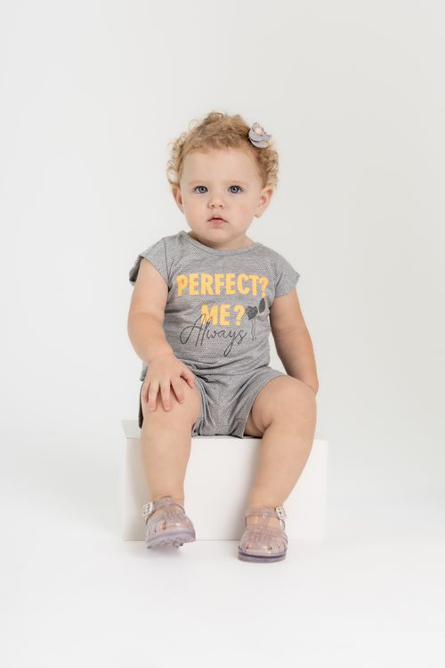 Conjunto com Blusa e Short para Bebê Menina (Cinza) Guloseima