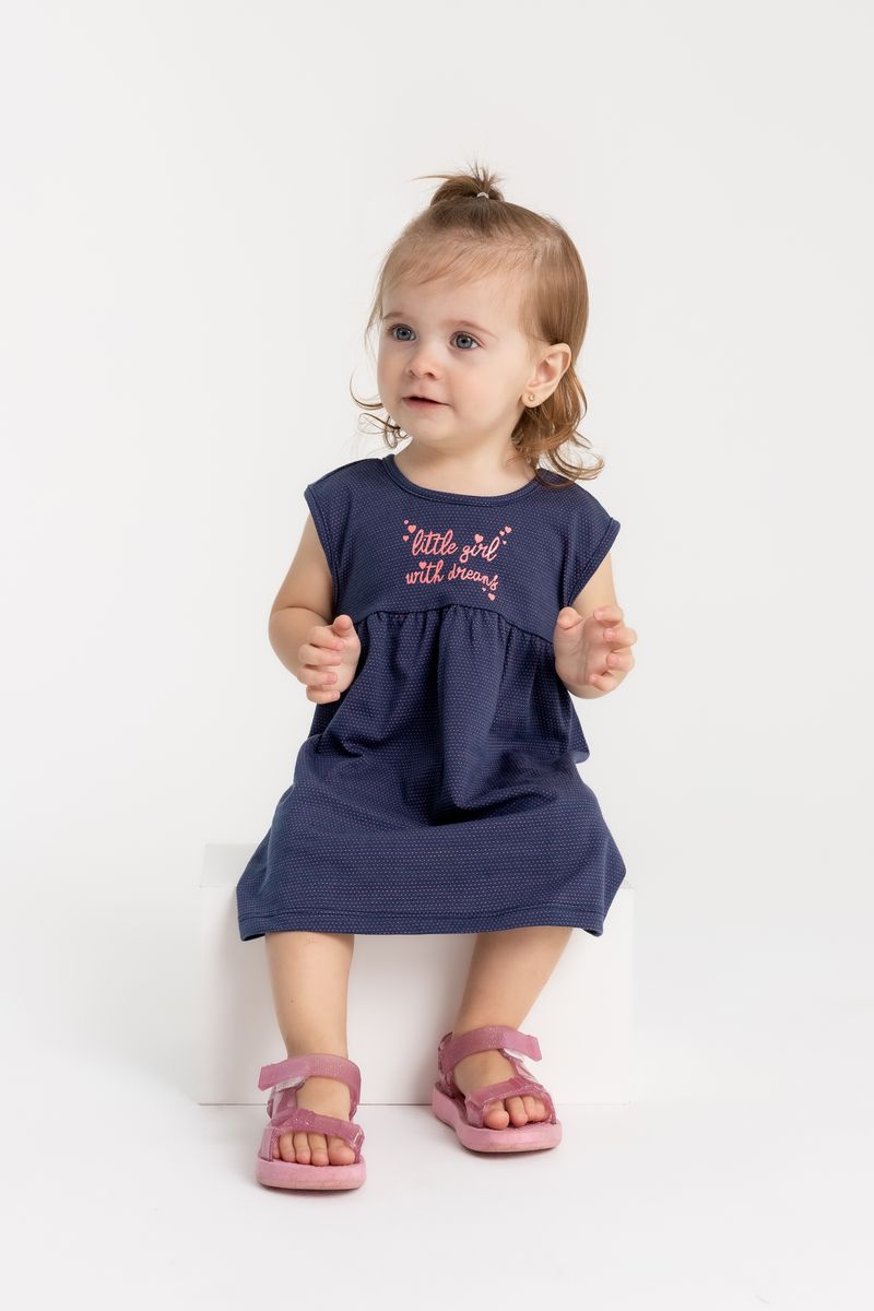 Vestido-em-Malha-Trabalhada-para-Bebe-Menina-Azul-Marinho