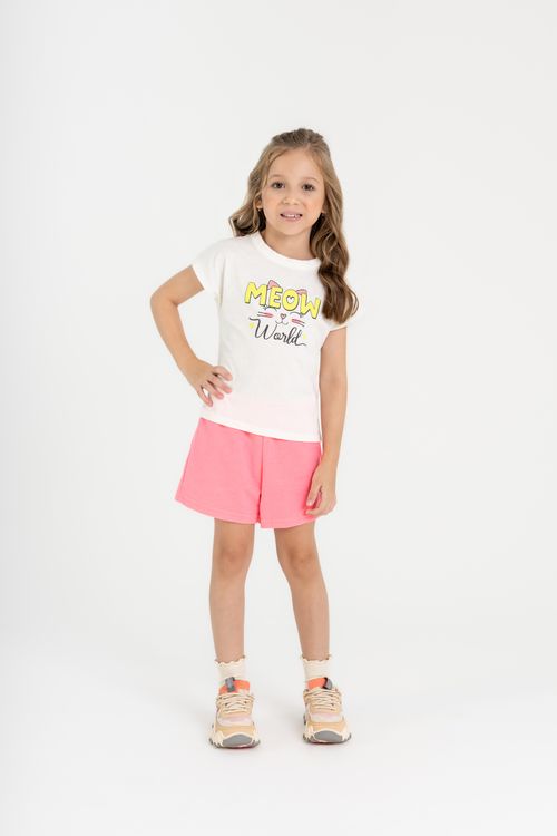 Conjunto com Blusa e Short para Menina (Off White) Guloseima