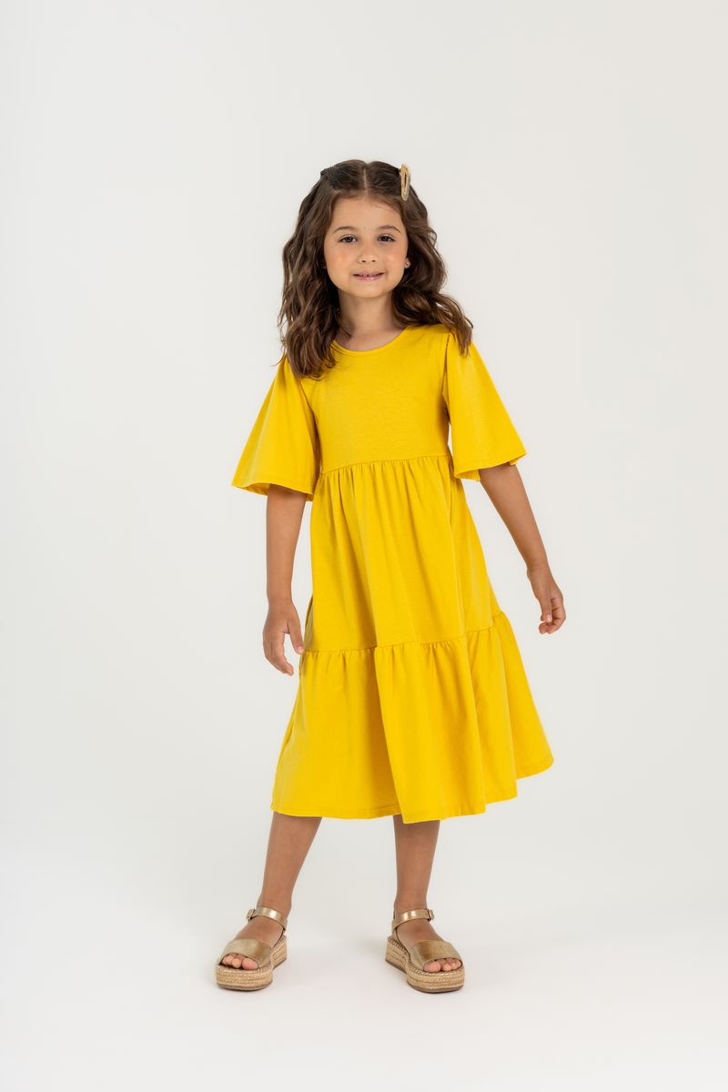 Vestido-Infantil-em-Meia-Malha-Amarelo