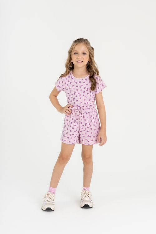 Blusa Infantil em Ribana Estampada (Roxo) Guloseima