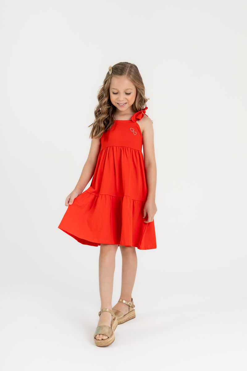 Vestido-Infantil-de-Alcas-em-Cotton-Vermelho