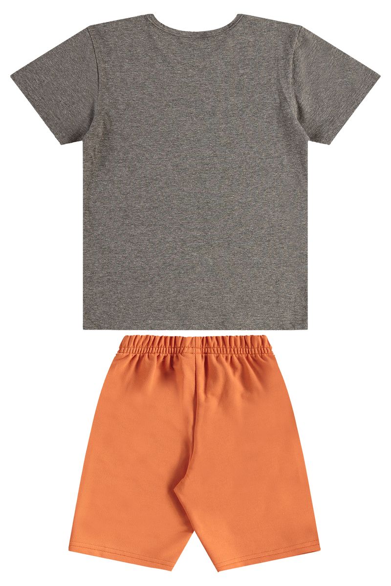 Conjunto-Infantil-com-Camiseta-e-Bermuda-para-Menino-Cinza-Escuro