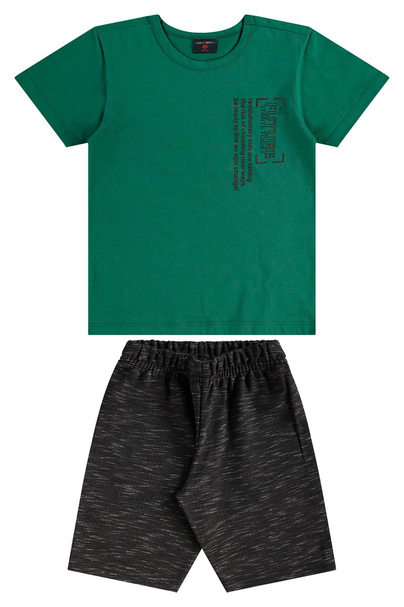 Conjunto-Infantil-com-Camiseta-e-Bermuda-para-Menino--Verde--Guloseima