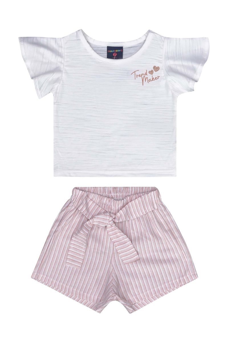 Conjunto-Infantil-com-Blusa-e-Shorts--Branco--Guloseima