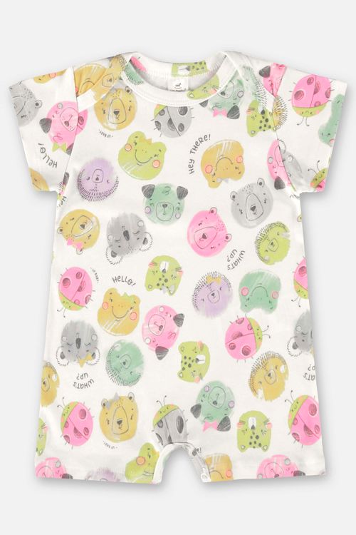 Macaquinho para Bebê Menina em Suedine Essentials (Off White) Up Baby