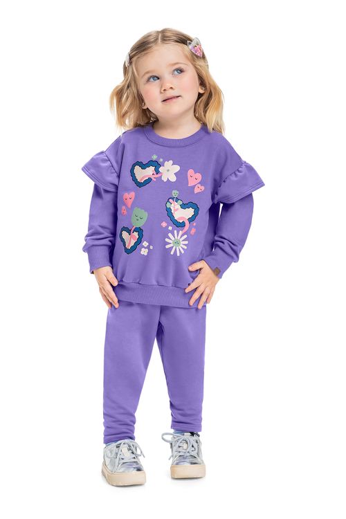 Conjunto Infantil com Blusão e Calça Legging (Roxo) Bee Loop
