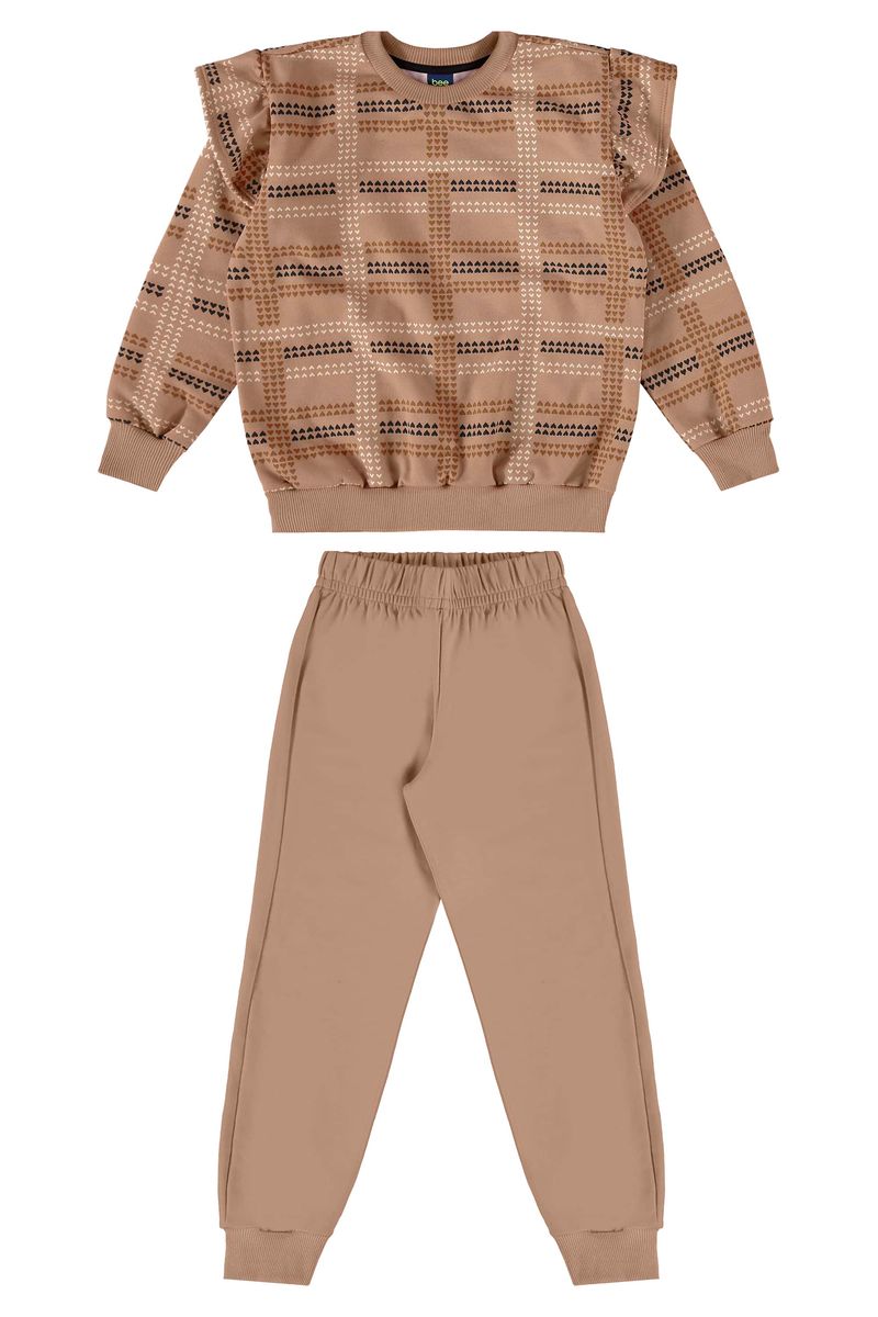conjunto-infantil-feminina-com-blusao-xadrez-e-calca-marrom-bee-loop