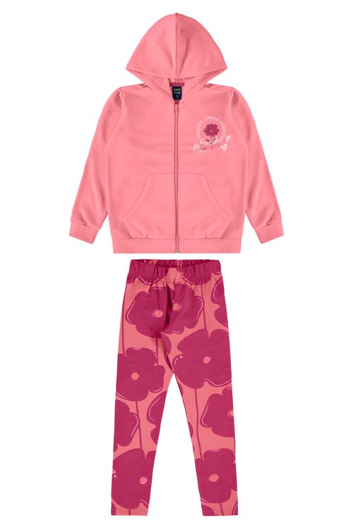 Conjunto Jaqueta e Calça Legging Molecotton para Meninas (Rosa) Bee Loop