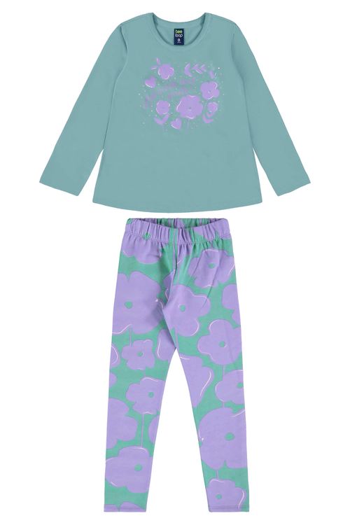 Conjunto Infantil Feminina com Blusa e Calça (Azul) Bee Loop