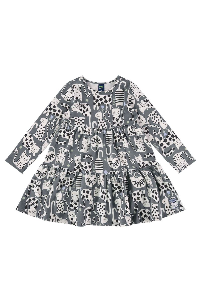 vestido-infantil-manga-longa-de-gatinho-cinza-bee-loop