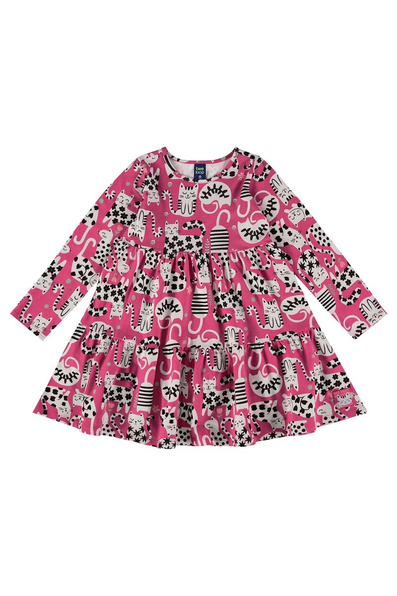 vestido-infantil-manga-longa-de-gatinho-rosa-bee-loop