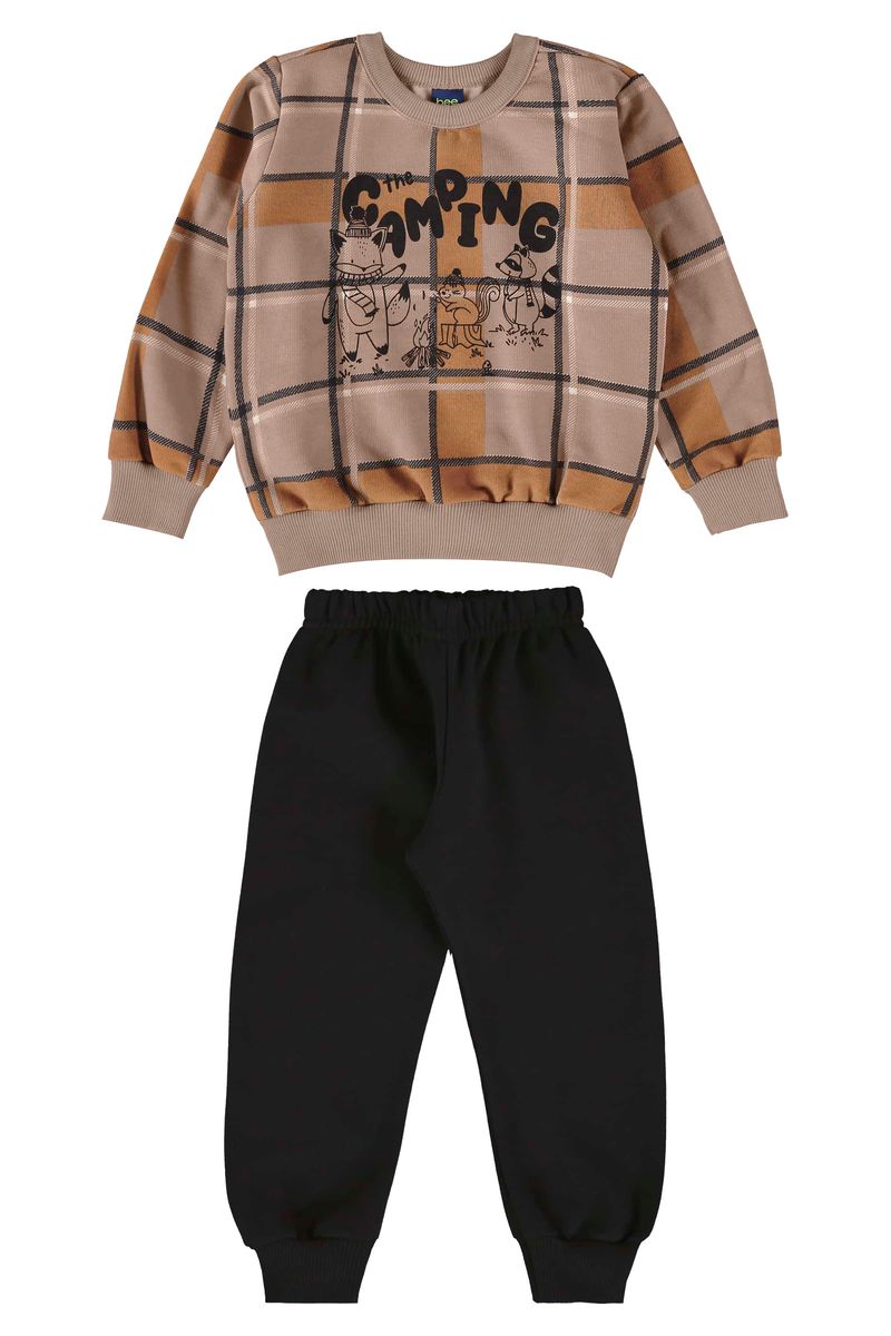 conjunto-para-meninos-blusao-e-calca-moletom-marrom-bee-loop