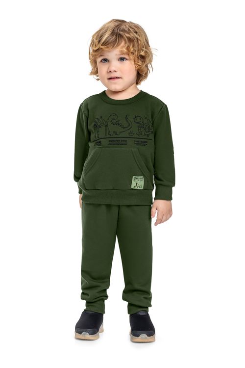 Conjunto Infantil Blusão e Calça em Moletom (Verde) Bee Loop