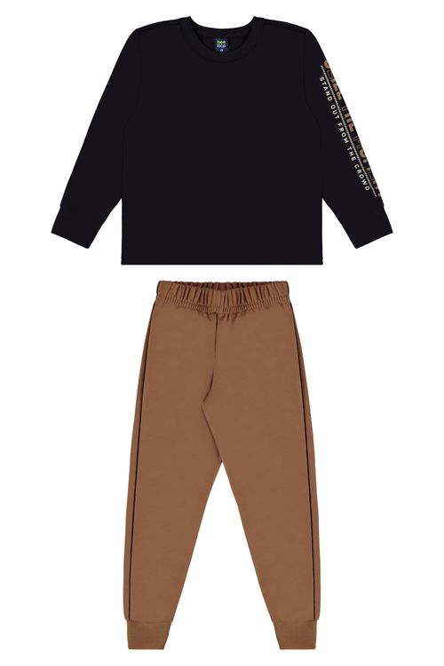 Conjunto Infantil com Camiseta e Calça para Menino (Preto) Bee Loop