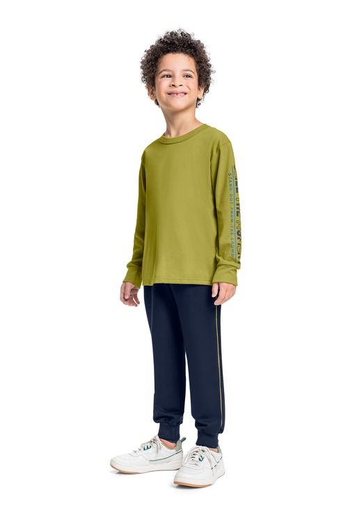 Conjunto Infantil com Camiseta e Calça para Menino (Verde) Bee Loop