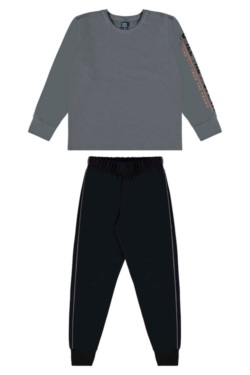 Conjunto Infantil com Camiseta e Calça para Menino (Cinza) Bee Loop