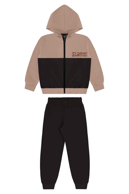 Conjunto Menino Calça e Jaqueta Moletom (Marrom) Bee Loop