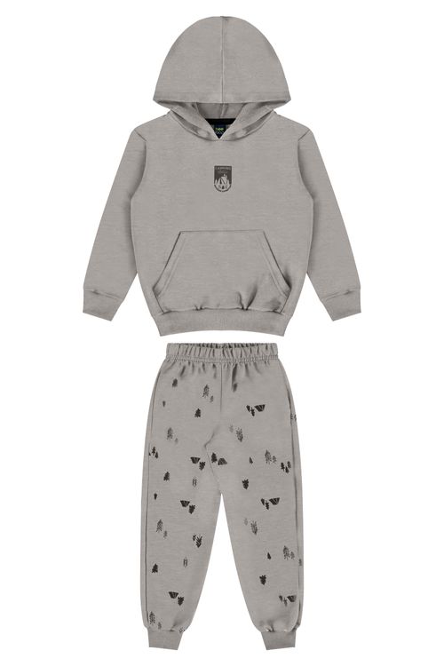 Conjunto Infantil em Moletom com Blusão e Calça (Cinza) Bee Loop