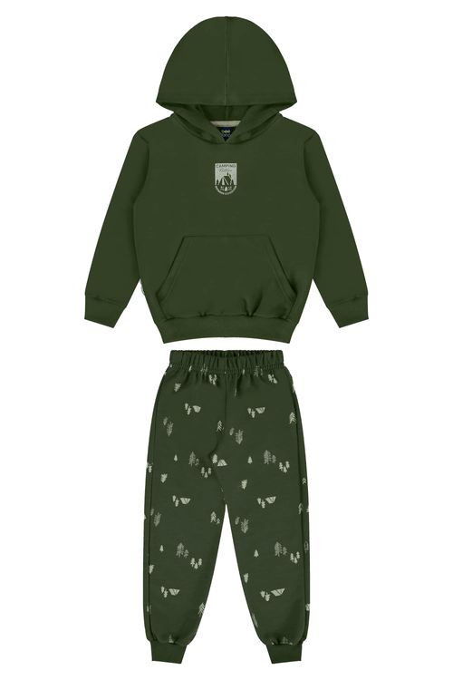 Conjunto Infantil em Moletom com Blusão e Calça (Verde) Bee Loop
