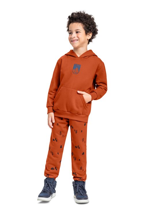 Conjunto Infantil em Moletom com Blusão e Calça (Marrom) Bee Loop