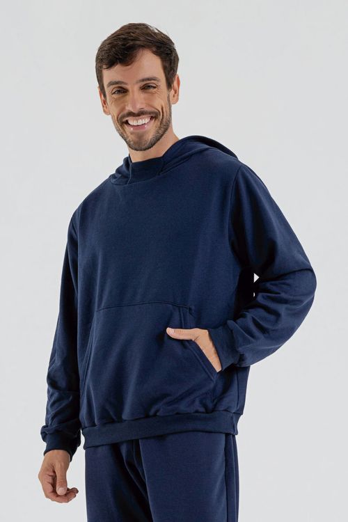 Blusão Básico Adulto Masculino em Moletom (Azul) Just Basic