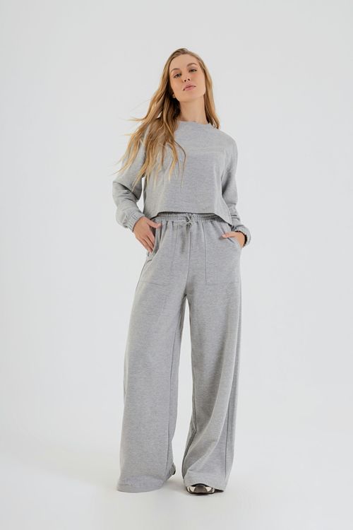 Calça Básica Feminina para Adulto em Moletom (Cinza) Just Basic